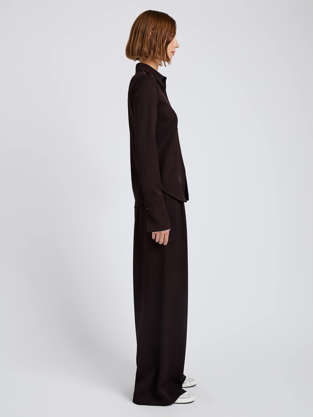 Maddi Shirt In Merino Wool Twill Chocolate