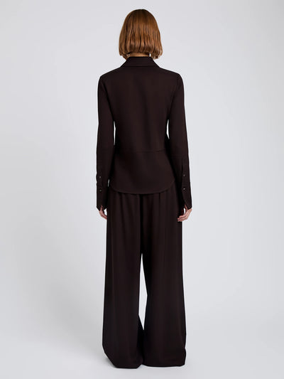 Maddi Shirt In Merino Wool Twill Chocolate