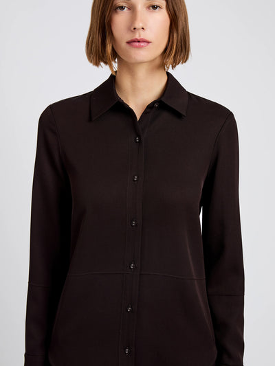Maddi Shirt In Merino Wool Twill Chocolate