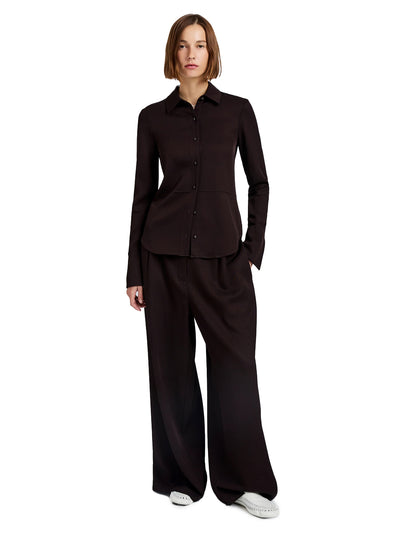 Maddi Shirt In Merino Wool Twill Chocolate