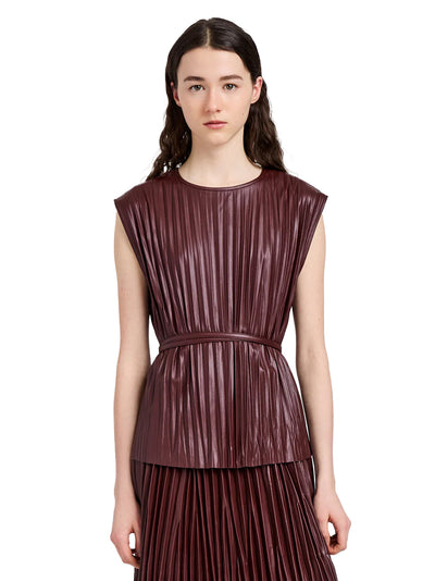 Lyra Top In Lw Faux Leather Oxblood