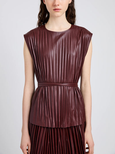 Lyra Top In Lw Faux Leather Oxblood