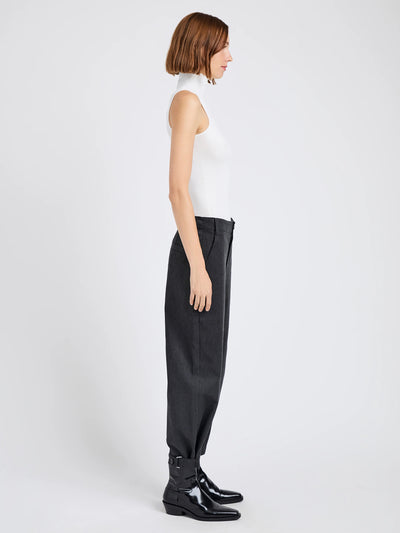 Kay Pant In Wool Garbardine Coal (Melange)