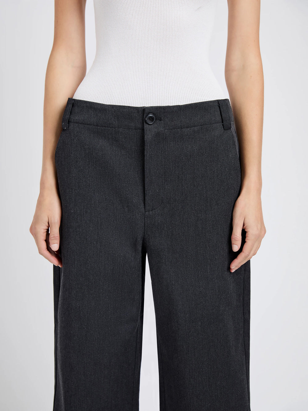Kay Pant In Wool Garbardine Coal (Melange)