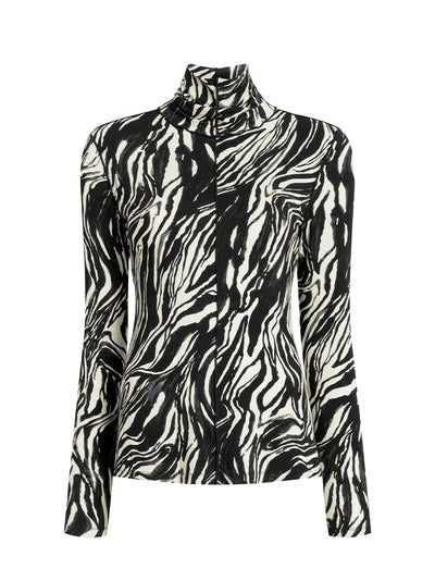 Audrey Top In Marble Jersey Asphalt Multi