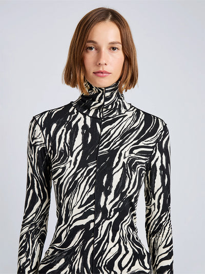 Audrey Top In Marble Jersey Asphalt Multi