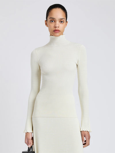 Phyllis Turtleneck In Geo Knits Off White