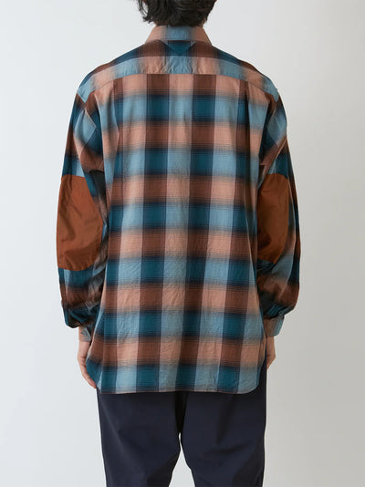 Gusset Sleeve Ombre Check Shirt Blue