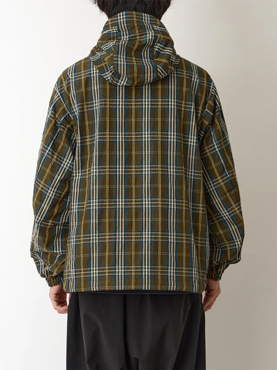 Wide Gusset Sleeve Dobby Check Anorak Khaki