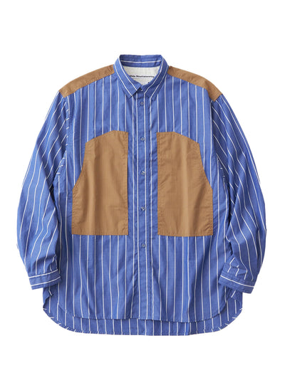 Mid Gusset Sleeve Stripe Work Shirt Blue