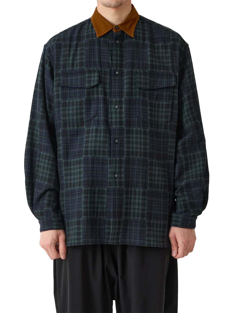 Gusset Sleeve Corduroy Collar Shirt Blackwatch