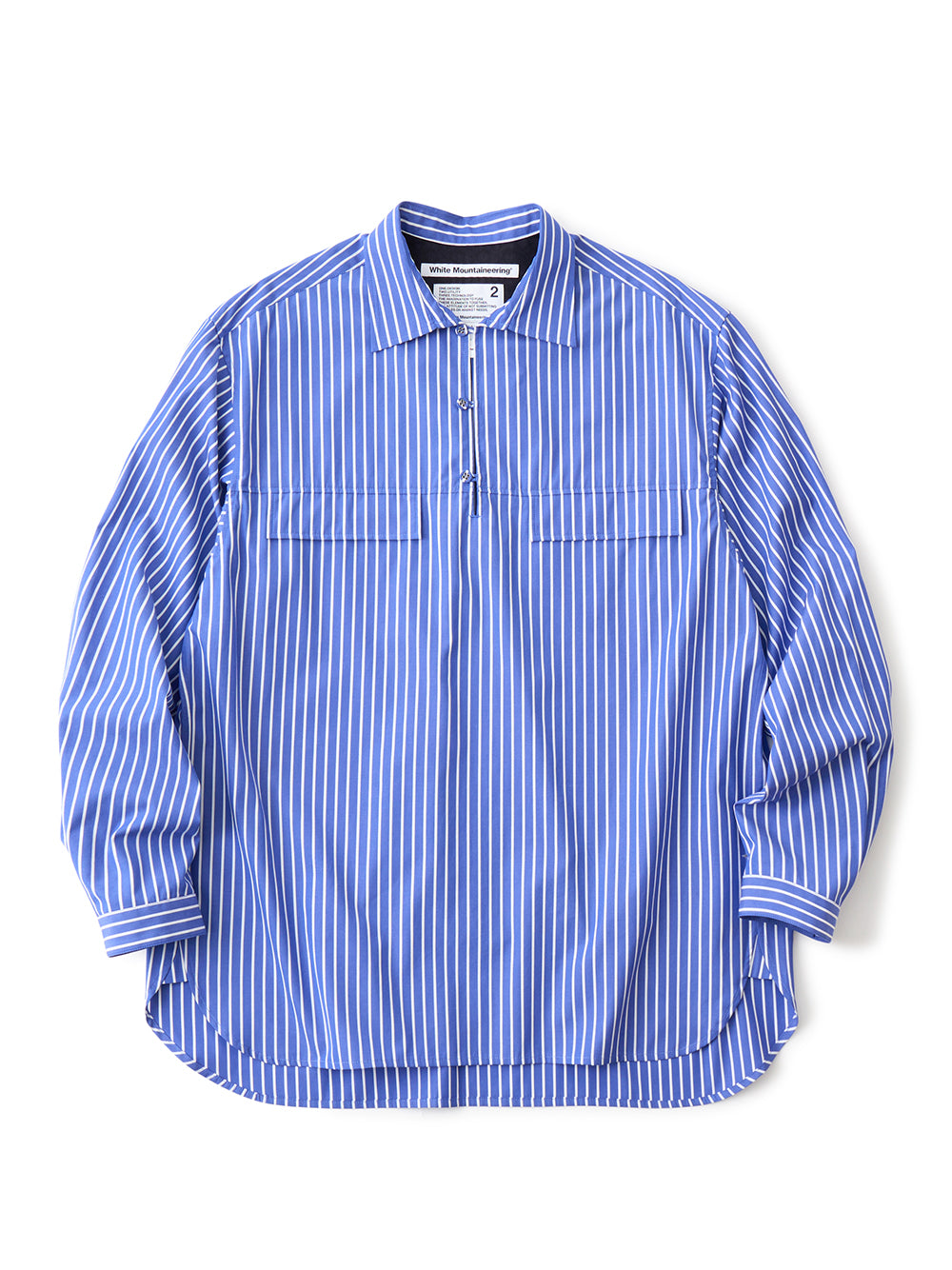 Gusset Sleeve Stripe Pullover Shirt Blue