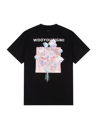 3D Flower Back Logo T-Shirt (Black)