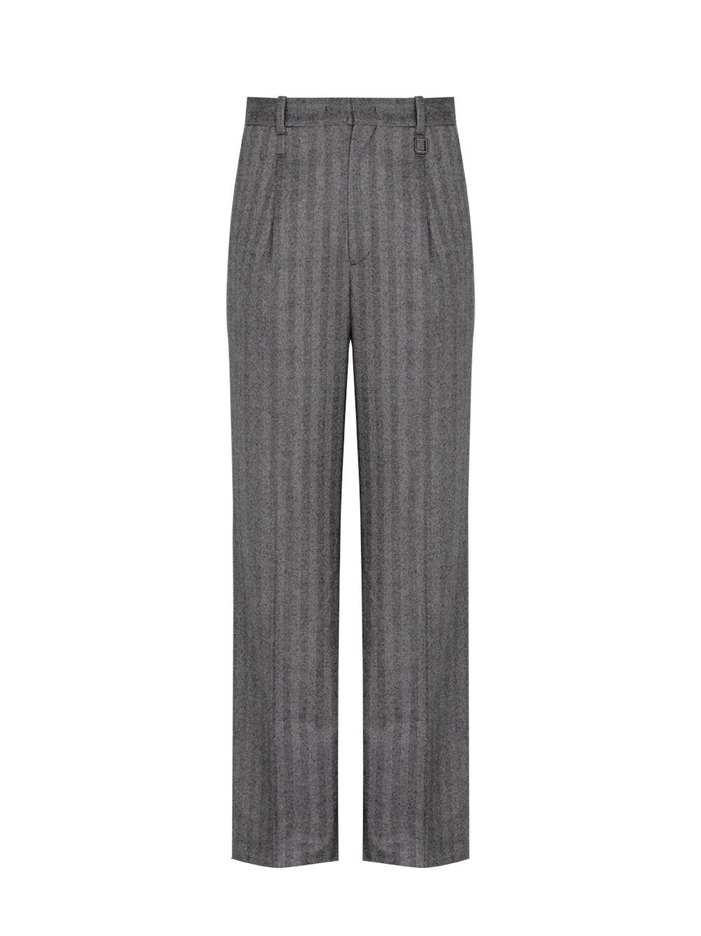 Gray Herringbone Wool Pants (Grey)