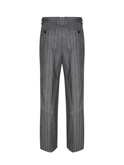 Gray Herringbone Wool Pants (Grey)