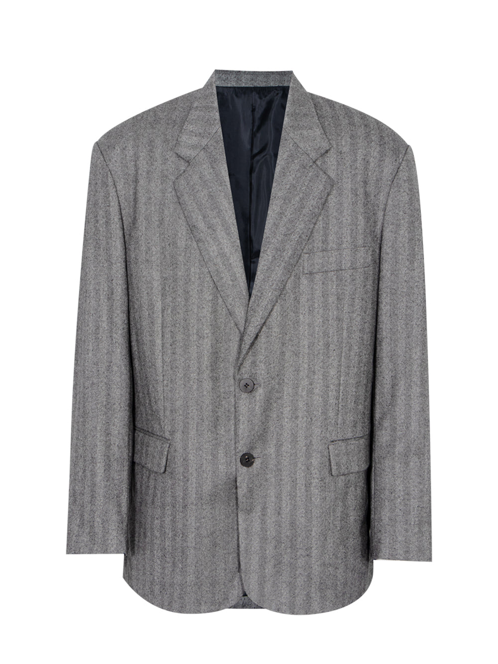 Herringbone Wool Single Jacket (Grey)