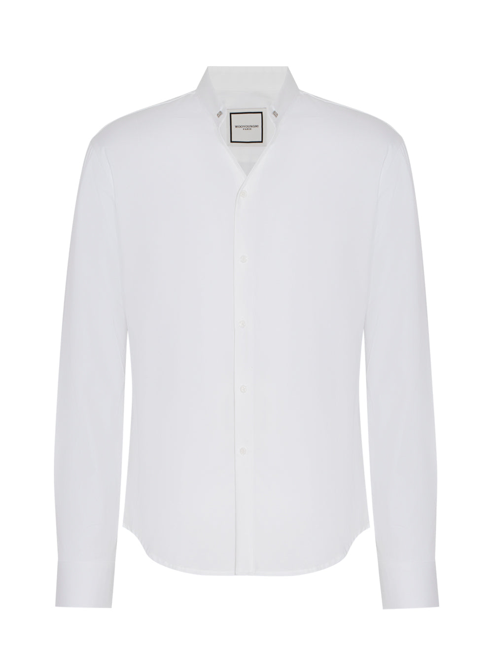 Stand Collar Cotton Shirt (White)