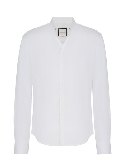 Stand Collar Cotton Shirt (White)