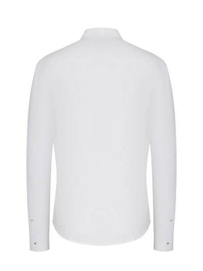 Stand Collar Cotton Shirt (White)