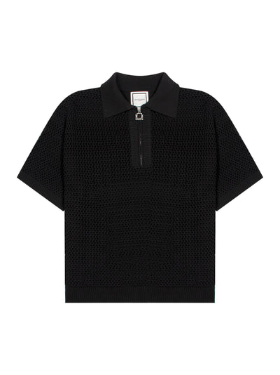 Netting Short Sleeve Sweater (Black)