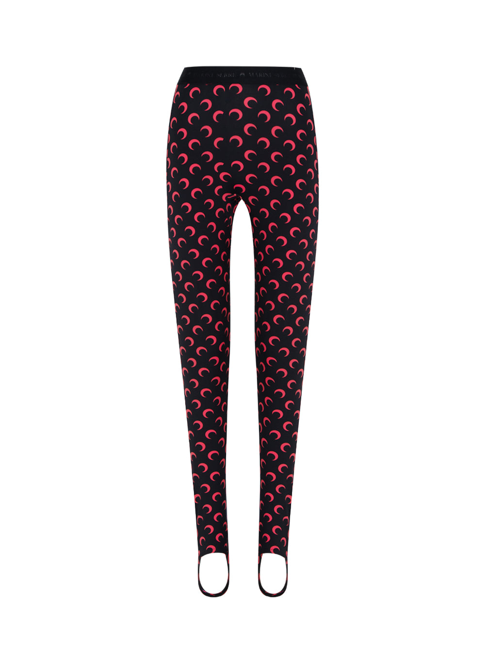 Moon Printed Jersey Stirrup Leggings Black&Red