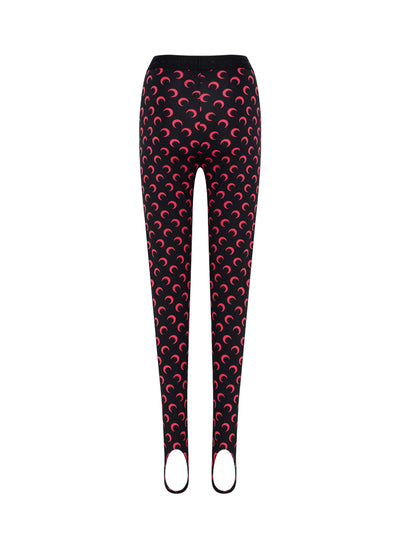 Moon Printed Jersey Stirrup Leggings Black&Red