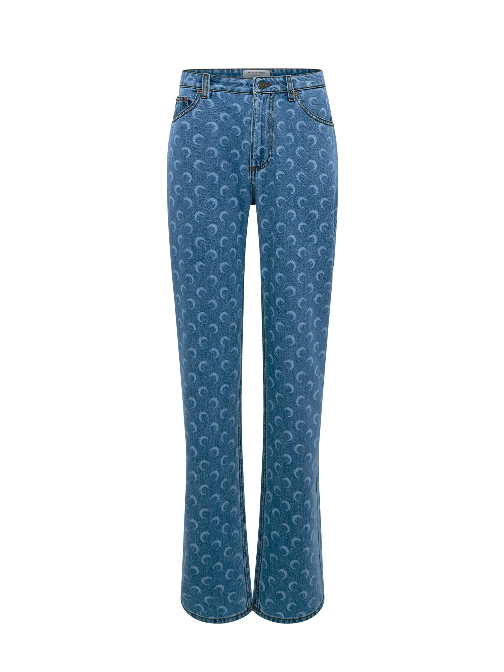Moon Laser Blue Wash  Denim Straight Jeans Light Blue