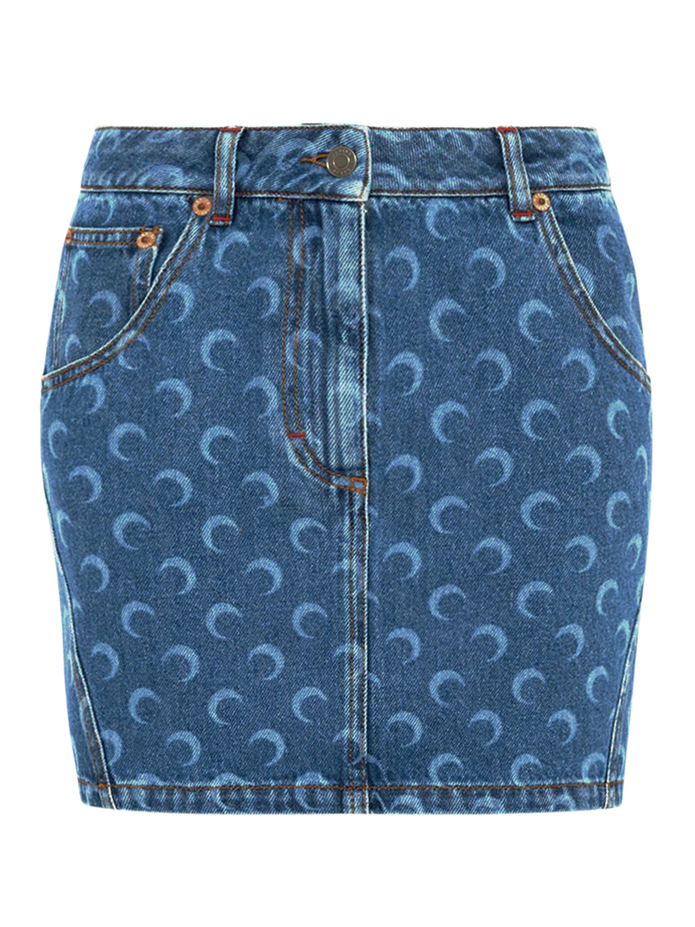Moon Laser Blue Wash  Denim Mini Skirt Light Blue