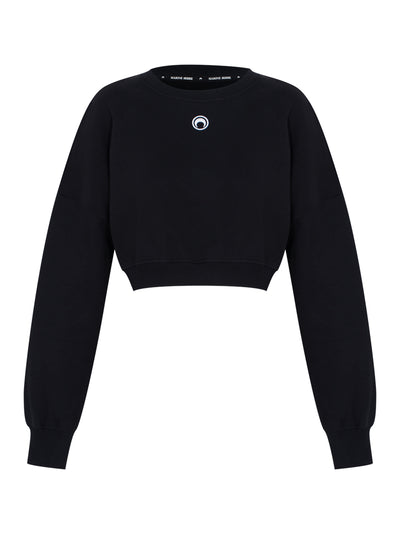 Moon Logo Fleece Cropped Sweatshirt Black