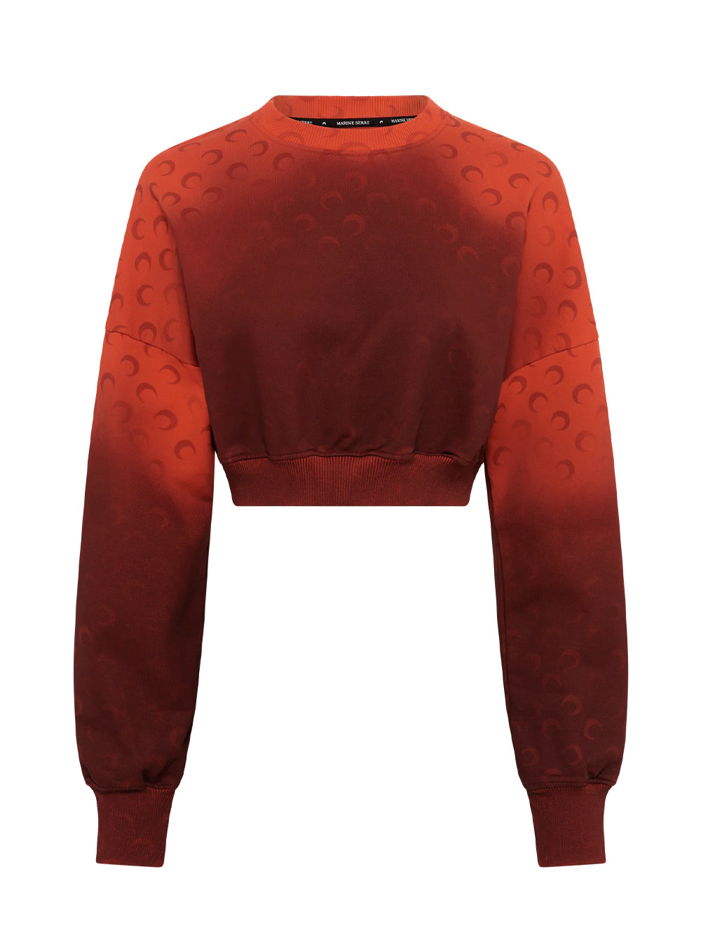 Moon Faded Fleece Cropped Sweatshirt Red