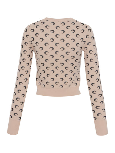 Moon Jacquard Knit Fitted Sweater  Tan