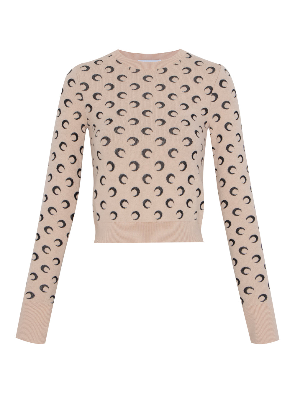 Moon Jacquard Knit Fitted Sweater  Tan