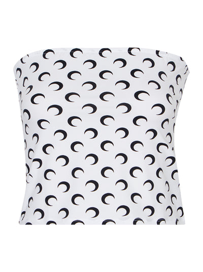 Moon Printed Jersey Sleeveless Optical White