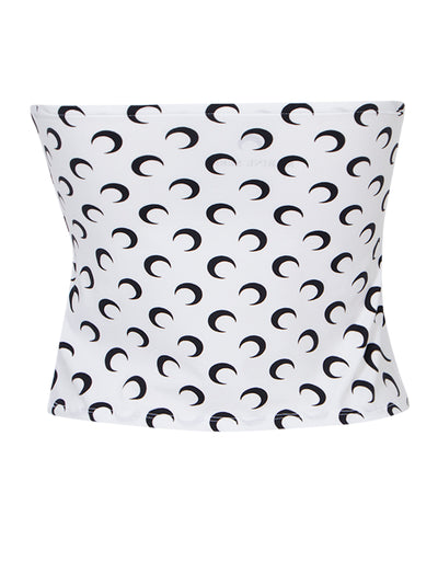 Moon Printed Jersey Sleeveless Optical White