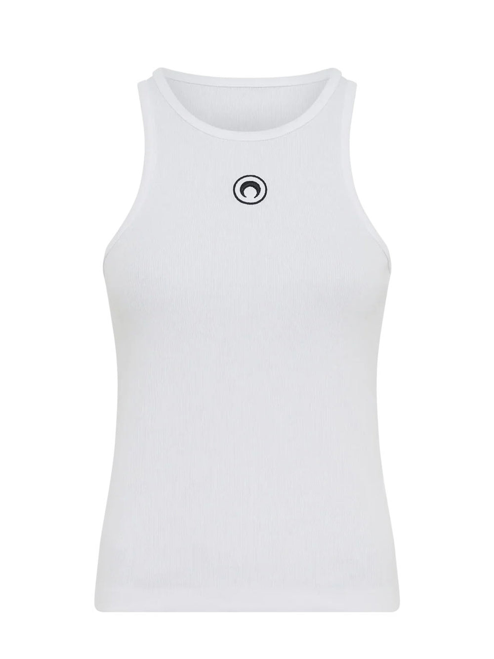 Moon Logo Ribbed Jersey Tank Top White