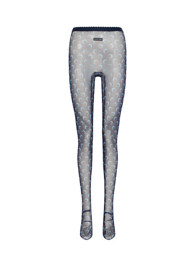 Moon Printed Mesh Tights Navy