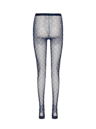 Moon Printed Mesh Tights Navy