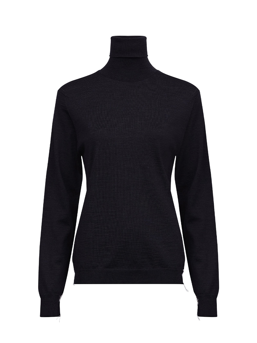 Washed Lambswool Roll-Neck Sweater (Black)