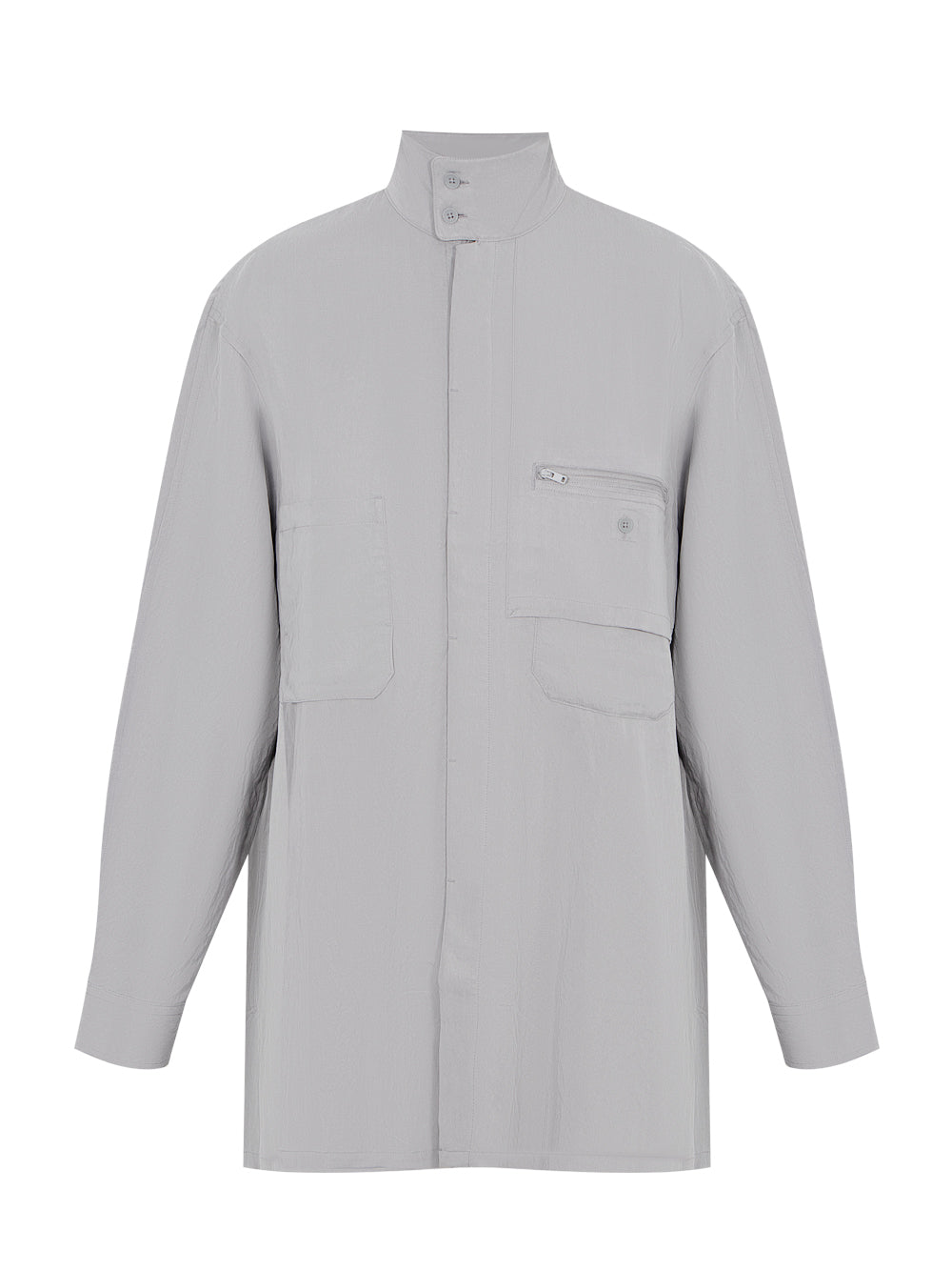 Washed Twill Overshirt (Solid Grey)