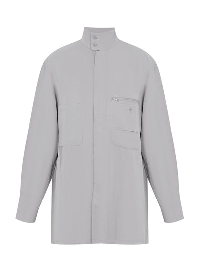 Washed Twill Overshirt (Solid Grey)