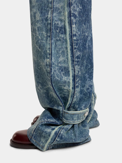 Wide-Leg Jeans in Washed Denim (Acid Water)