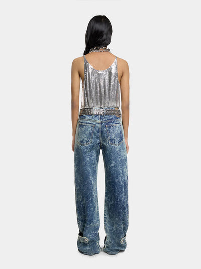 Wide-Leg Jeans in Washed Denim (Acid Water)