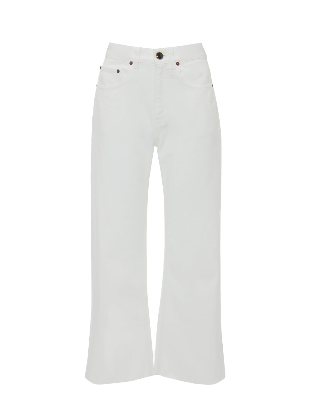 Wide Leg Cropped Jean (Washed White)