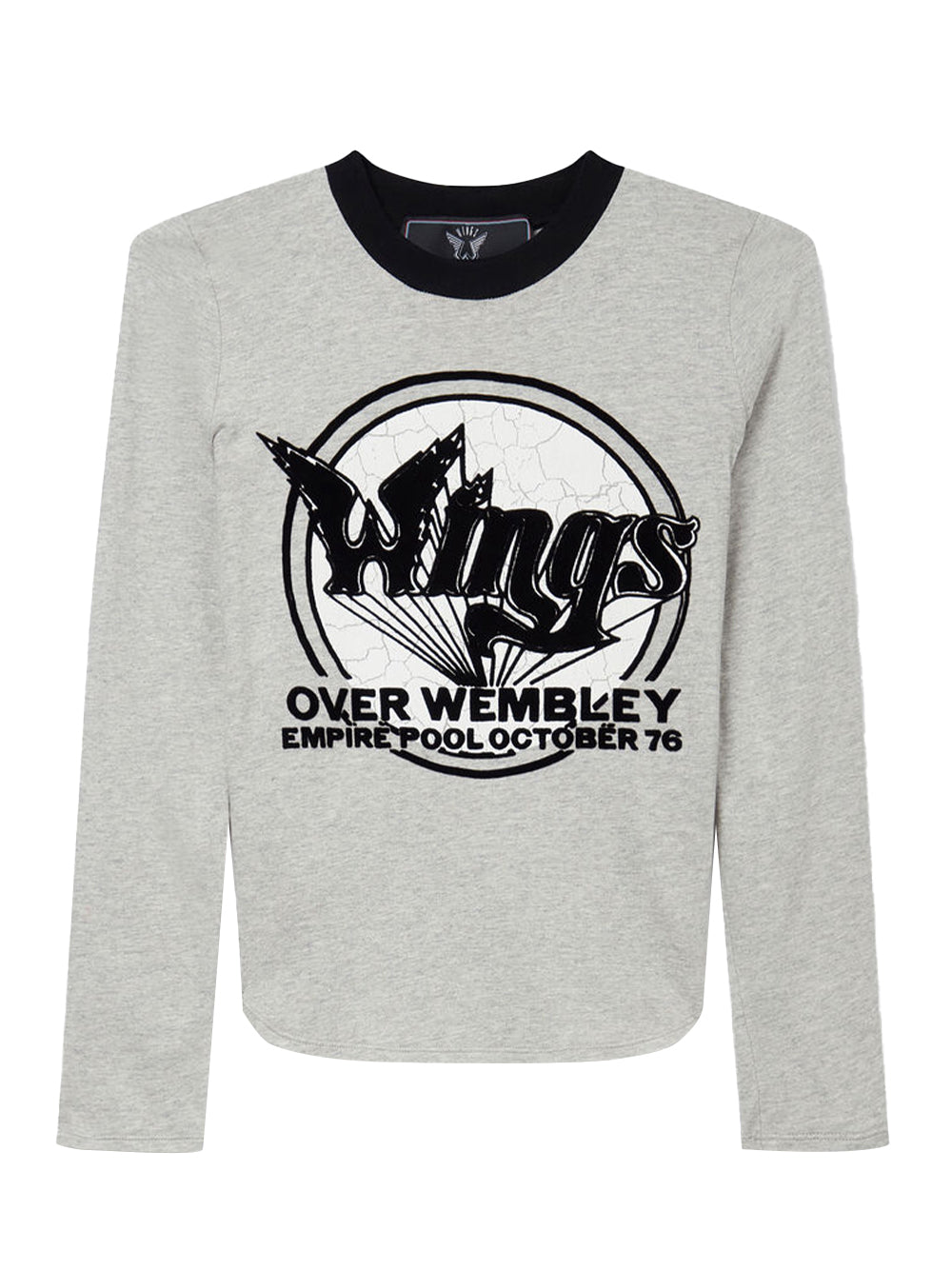 Wings Graphic Long-Sleeved Cotton Top (Light Grey Melange)