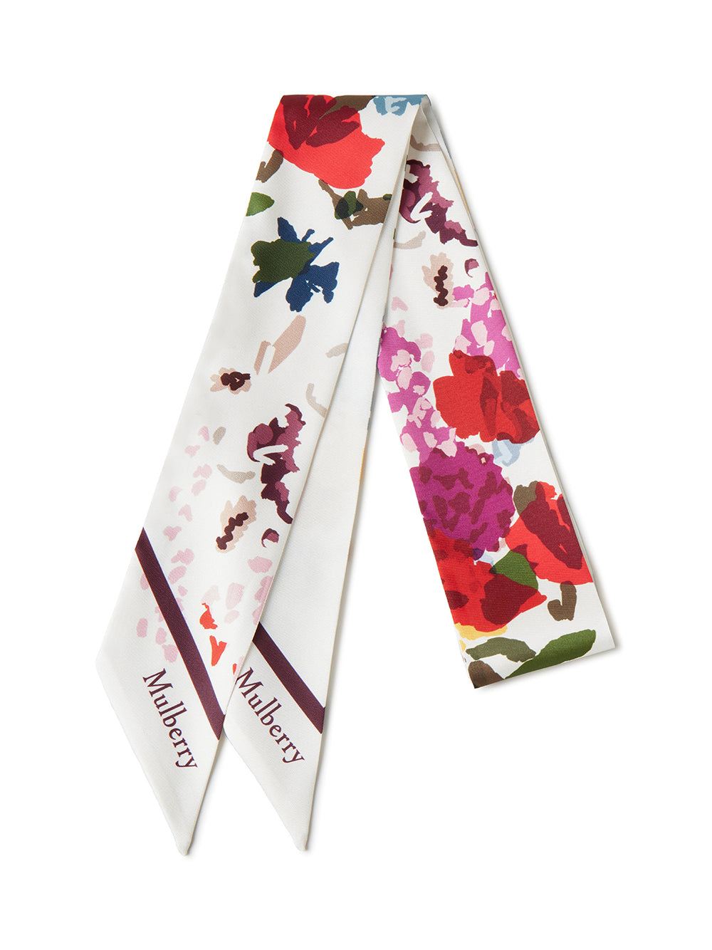 Winter Floral Skinny Scarf (Eggshell)