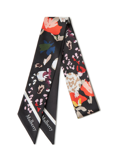 Winter Floral Skinny Scarf (Floral Black)