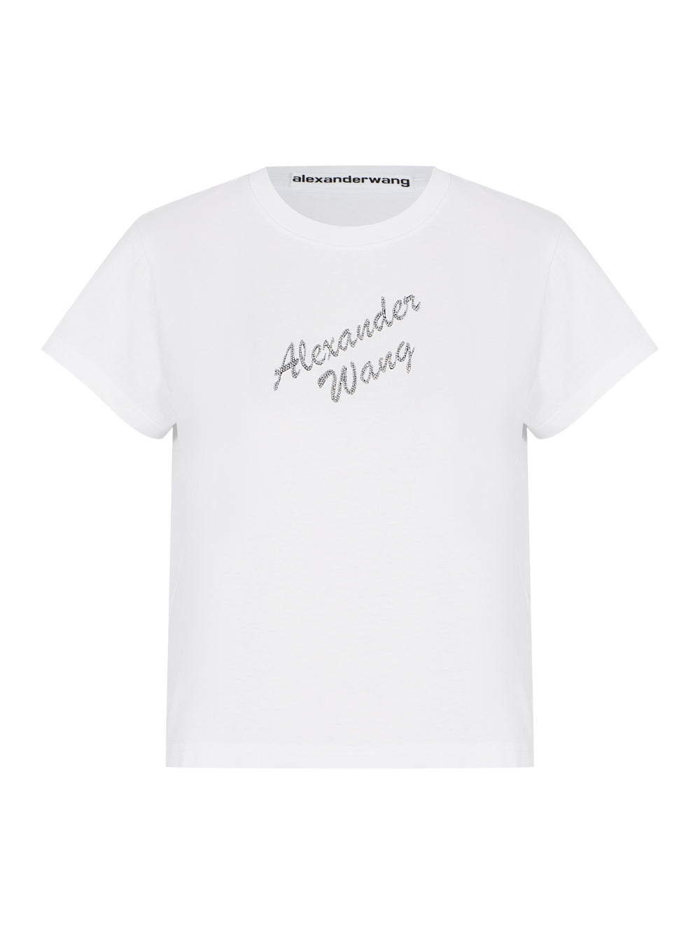 Women Crystal Hotfix & Cotton Logo Tee (White)