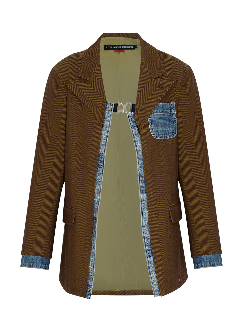 Women Maggie Raw-Cut Herringbone Jacket (Brown)