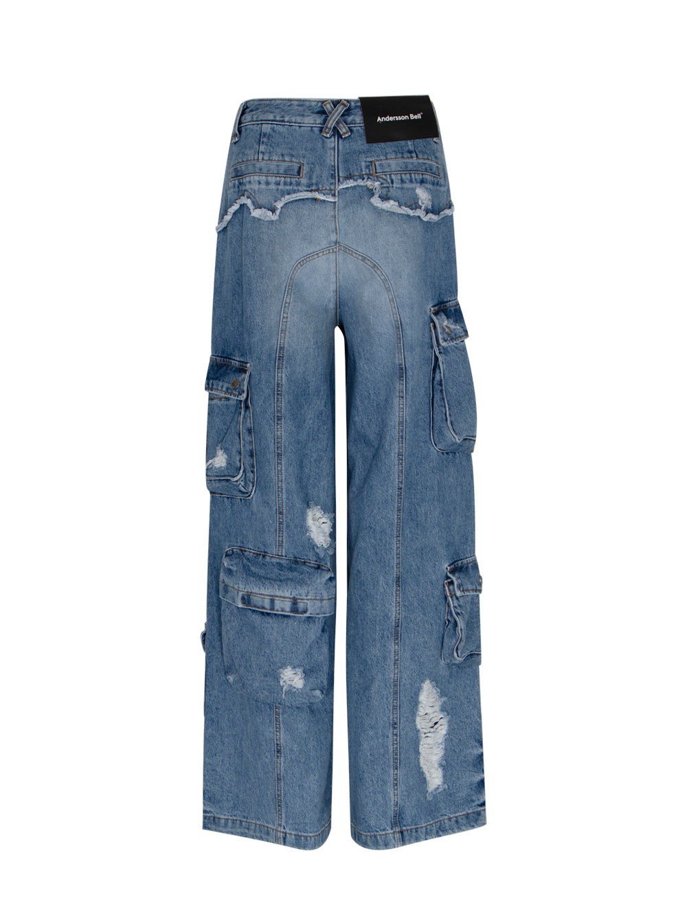 Women Simiz Denim Cargo Jeans (Washed Blue)