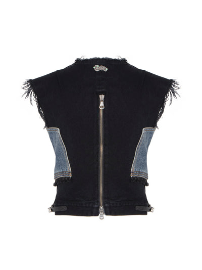 Women Sofina Bustier Denim Vest (Blue/Black)